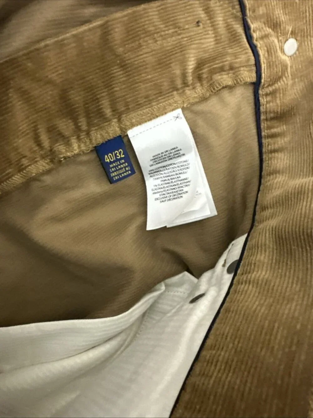 Polo Ralph Lauren Varick Slim Straight men’s corduroy pants brown 40x32
